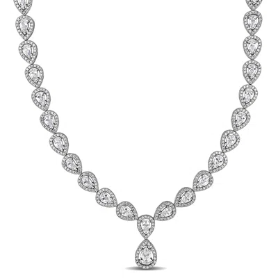 Mimi & Max 38ct Tgw Cubic Zirconia Teardrop Necklace Sterling Silver