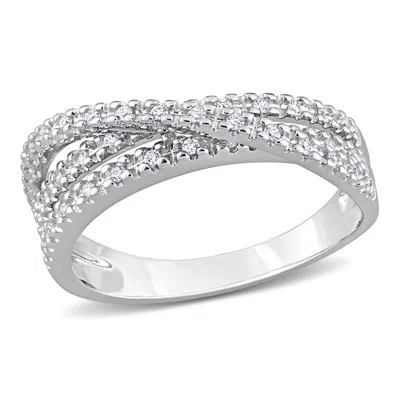 Mimi & Max 3/8ct Tgw White Cubic Zirconia Multi-row Crossover Ring Sterling Silver