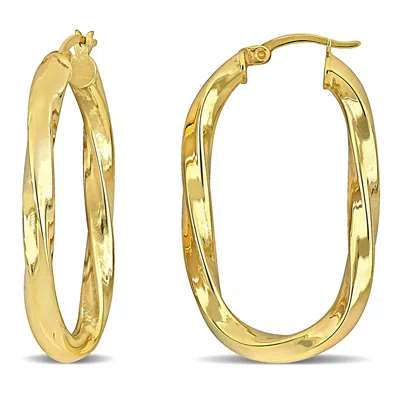 Mimi & Max 38x23mm Oval Twist Hoop Earrings In Yellow Plated Silver