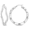 Mimi & Max 38x2.5mm Wave Hoop Earrings In Sterling Silver In White