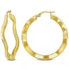 Mimi & Max 38x2.5mm Wave Hoop Earrings In Yellow Plated Silver In Yellow