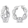 Mimi & Max 39.5 Mm Twisted Hoop Earrings In Sterling Silver In White