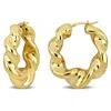 Mimi & Max 39.5 Mm Twisted Hoop Earrings In Yellow Plated Sterling Silver In Yellow
