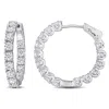 Mimi & Max 3ct Dew Created Moissanite Inside-outside Hinged Hoop Earrings In Sterling Silver In Silver