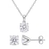 Mimi & Max 3ct Dew Created Moissanite Solitaire Necklace Stud Earrings Set Sterling Silver In White