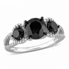 Mimi & Max 3ct Tdw Black White Diamond 3-stone Ring 10k Gold With Black Rhodium Plating In Black