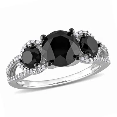 Mimi & Max 3ct Tdw Black White Diamond 3-stone Ring 10k Gold With Black Rhodium Plating