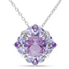 Mimi & Max 3ct Tgw Amethyst And Tanzanite Quatrefoil Floral Necklace In Sterling Silver In Multi