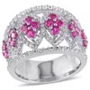 Mimi & Max 3ct Tgw Created Ruby Created White Sapphire Floral Ring Sterling Silver In Pink