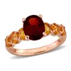 Mimi & Max 3ct Tgw Garnet Madeira Citrine Ring In Rose Plated Sterling Silver