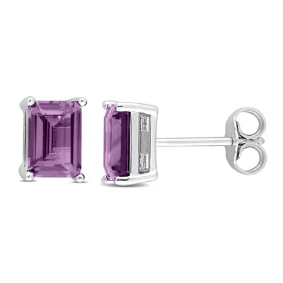 Mimi & Max 3ct Tgw Octagon Simulated Alexandrite Earrings In Sterling Silver In Purple