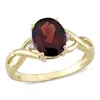 Mimi & Max 3ct Tgw Oval Garnet Ring With Diamonds 10k Yellow Gold In Brown