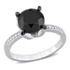 Mimi & Max 3ct Tw Black And White Diamond Engagement Ring In 14k White Gold In Black