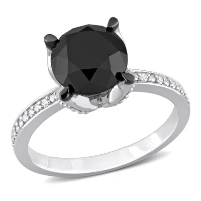 Mimi & Max 3ct Tw Black And White Diamond Engagement Ring In 14k White Gold