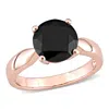 Mimi & Max 3ct Tw Black Diamond Solitaire Engagement Ring 10k Rose Gold In Black