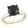 Mimi & Max 3ct Tw Black Diamond Solitaire Engagement Ring 14k Yellow Gold In Black