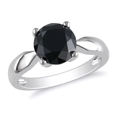 Mimi & Max 3ct Tw Black Diamond Solitaire Engagement Ring In 10k White Gold