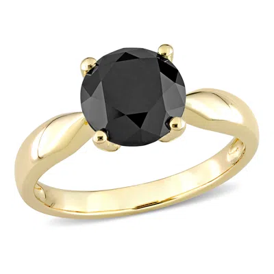 Mimi & Max 3ct Tw Black Diamond Solitaire Engagement Ring In 10k Yellow Gold