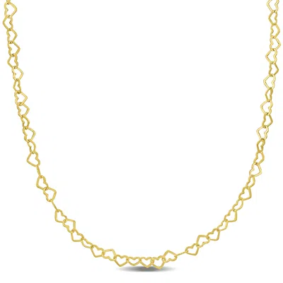 Mimi & Max 3mm Heart Link Necklace In Yellow Plated Sterling Silver - 16 In.