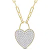 Mimi & Max 4 1/2 Ct Tgw Created White Sapphire Heart Pave Pendant With Chain In Yellow Plated Sterling Silver In Yellow