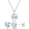 Mimi & Max 4 1/2ct Tgw Heart-shape Aquamarine 2-piece Set Of Pendant With Chain And Earrings In Sterling Silver In Blue