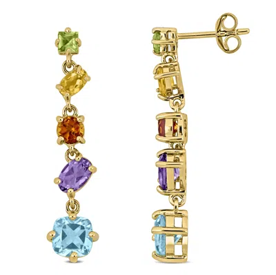Mimi & Max 4 1/2ct Tgw Sky Blue Topaz Amethyst Citrine Peridot Earrings Yellow Silver In Multi
