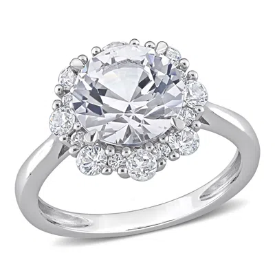 Mimi & Max 4 1/3 Ct Tgw Created White Sapphire Halo Engagement Ring In 10k White Gold