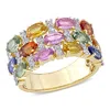 Mimi & Max 4 1/3ct Tgw Multi-color Sapphire Triple Row Ring 14k Yellow Gold In Multi