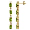 Mimi & Max 4 1/3ct Tgw Peridot And White Topaz Drop Earrings In Yellow Plated Sterling Silver In Multi