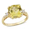 Mimi & Max 4 1/5ct Tgw Cushion-cut Citrine And Created White Sapphire Ring Diamond Accent In 10k Yellow Gold In Yellow