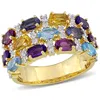 Mimi & Max 4 1/5ct Tgw Multi-gemstone Triple- Row Ring Yellow Silver In Multi