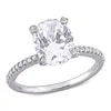 Mimi & Max 4 1/6ct Tgw Oval-cut Created White Sapphire And 1/10ct Tw Diamond Engagement Ring In 10k White Gold In Silver