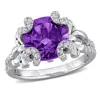 Mimi & Max 4 1/8ct Tgw Amethyst And White Topaz Cocktail Ring In Sterling Silver