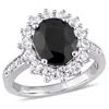 Mimi & Max 4 3/4ct Tgw Black Sapphire And Created White Sapphire Ring In Sterling Silver In Black