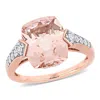 Mimi & Max 4 3/4ct Tgw Morganite White Sapphire 1/4ct Tw Diamond Ring 14k Rose Gold In Pink