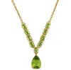 Mimi & Max 4 3/4ct Tgw Pear Oval-cut Peridot Lariat Necklace Sterling Silver-18 + 2 Ext. In Green
