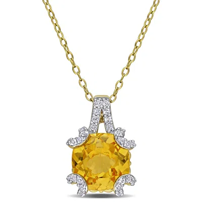 Mimi & Max 4 3/5ct Tgw Citrine White Topaz Necklace Yellow Silver In Gold