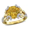 Mimi & Max 4 5/8ct Tgw Citrine White Topaz Cocktail Ring In Yellow Plated Sterling Silver