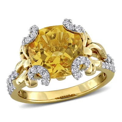 Mimi & Max 4 5/8ct Tgw Citrine White Topaz Cocktail Ring In Yellow Plated Sterling Silver