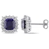 Mimi & Max 4 7/8 Ct Tgw Created Blue And White Sapphire Stud Earrings In Sterling Silver In White