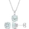 Mimi & Max 4 7/8ct Tgw Aquamarine 2-piece Set Of Pendant With Chain And Earrings In Sterling Silver In Blue