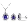 MIMI & MAX 4 7/8CT TGW CREATED BLUE AND CREATED WHITE SAPPHIRE NECKLACE AND EARRINGS SET STERLING SILVER