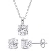Mimi & Max 4 7/8ct Tgw Created White Sapphire Solitaire Stud Earring And Necklace Set Sterling Silver In Silver