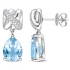 Mimi & Max 4 7/8ct Tgw Sky Blue Topaz 1/10ct Tdw Diamond Crossover Earrings 14k White Gold In Metallic