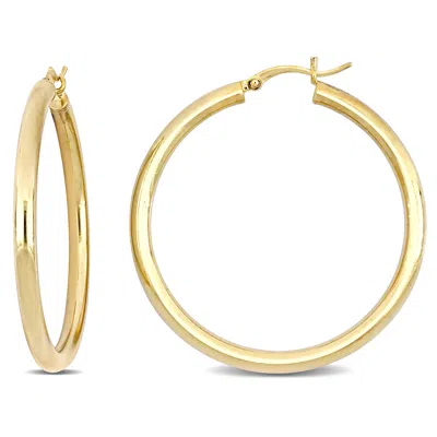 Mimi & Max 40mm Tube Hoop Earrings In Yellow Plated Sterling Silver In Gold