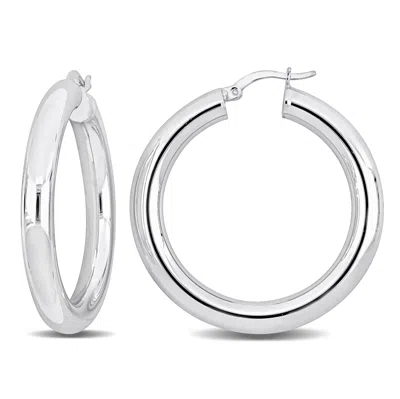 Mimi & Max 40x5mm Hoop Earrings In Sterling Silver