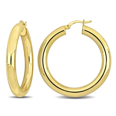 Mimi & Max 40x5mm Hoop Earrings In Yellow Plated Silver In Gold