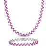 Mimi & Max 41 1/2ct Tgw Created Pink Sapphire Leaf Necklace And Bracelet Sterling Silver In Pink