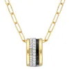 Mimi & Max 4/5 Ct Tgw Created White Sapphire Multi-textured Circular Pendant With Chain In Yellow Plated Sterli In White