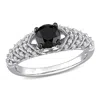 Mimi & Max 4/5ct Tdw Black White Diamond Chevron Engagement Ring 14k White Gold In Black